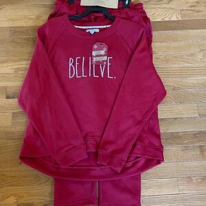 Rae Dunn Holiday Sweatshirt and Sweatpants Set Size Large